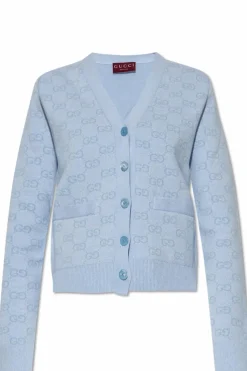 Gucci NIEBIESKI Kardigan ze wzorem GG