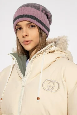 Gucci RÓŻOWY Kaszmirowa czapka