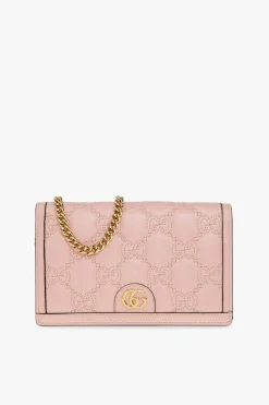 Gucci RÓŻOWY Pikowany portfel na łańcuchu