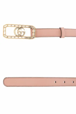 Gucci RÓŻOWY Skórzany pasek z logo