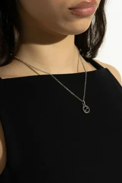 Gucci SREBRNY Srebrny naszyjnik z zawieszką w kształcie logo