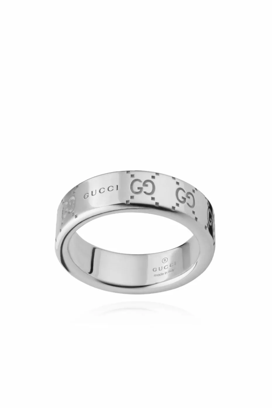 Gucci SREBRNY Srebrny pierścień z wygrawerowanym logo