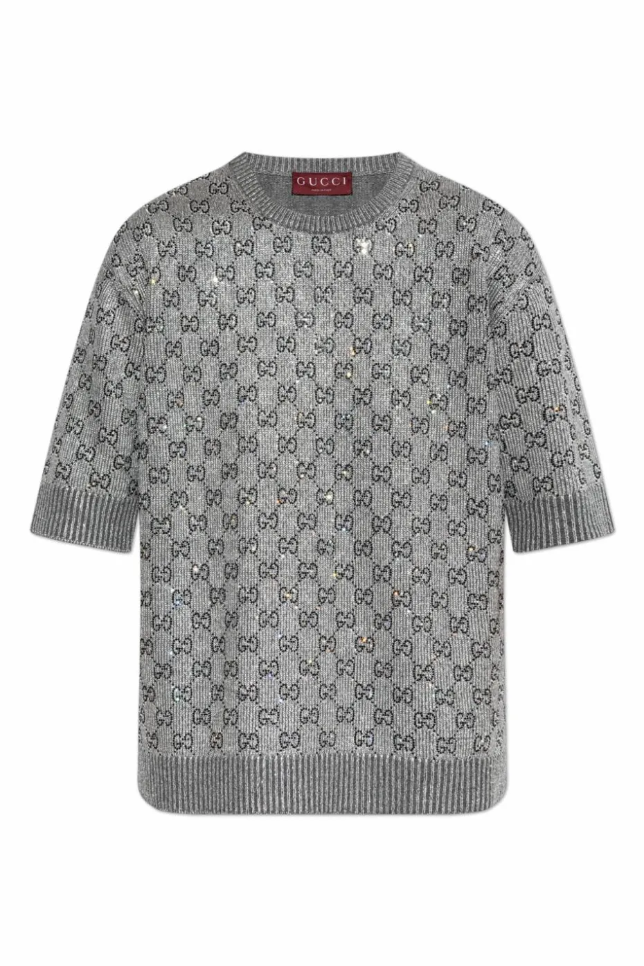 Gucci SREBRNY Sweter z lureksową nicią i połyskującymi aplikacjami