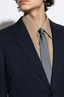 Gucci SZARY Jedwabny krawat