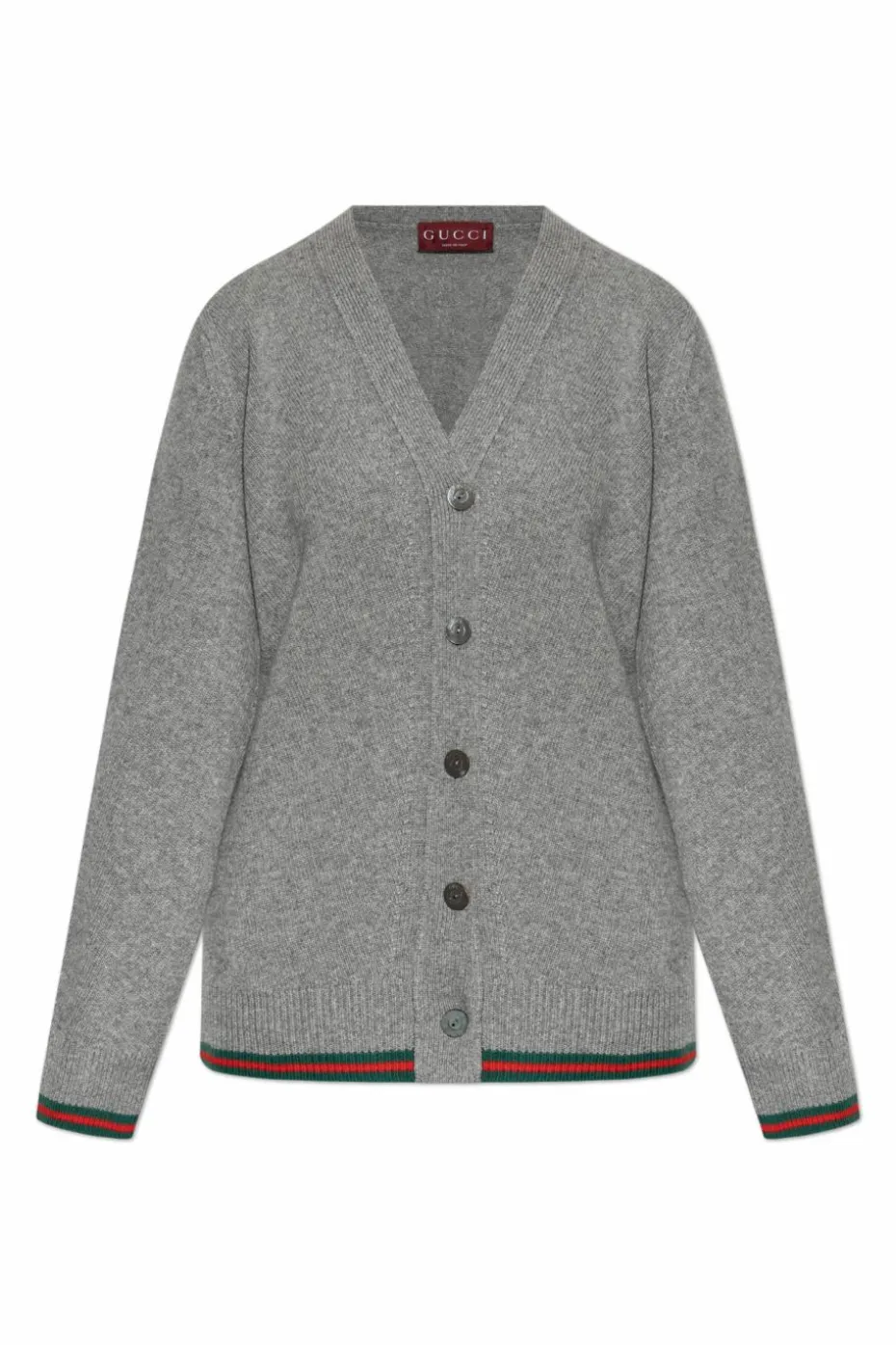Gucci SZARY Kardigan z charakterystycznym paskiem `Web`