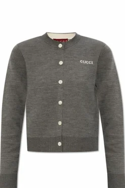 Gucci SZARY Kardigan z logo