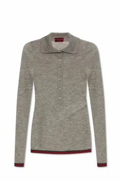 Gucci SZARY Kaszmirowe polo