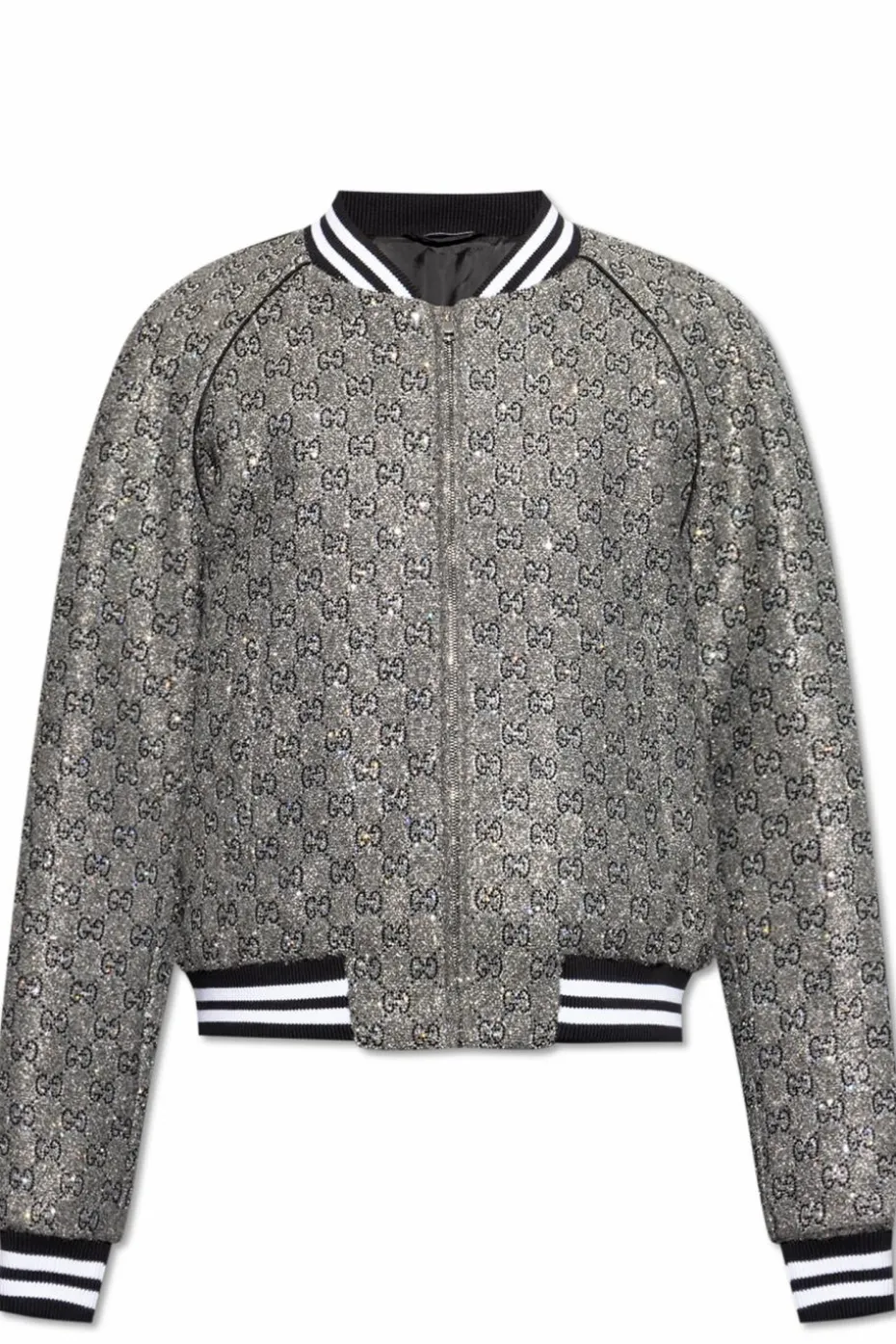 Gucci SZARY Kurtka typu `bomber z lureksową nicią i połyskującymi aplikacjami