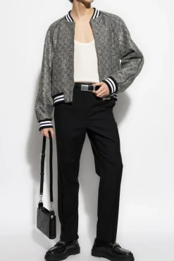 Gucci SZARY Kurtka typu `bomber z lureksową nicią i połyskującymi aplikacjami