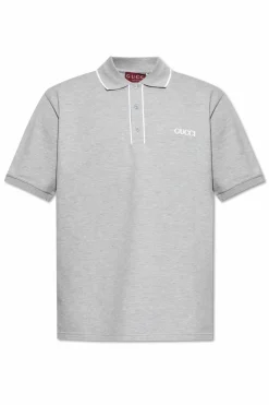 Gucci SZARY Polo z wyszytym logo