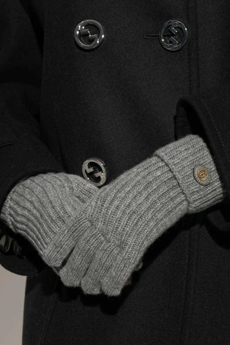 Gucci SZARY Rękawiczki z logo