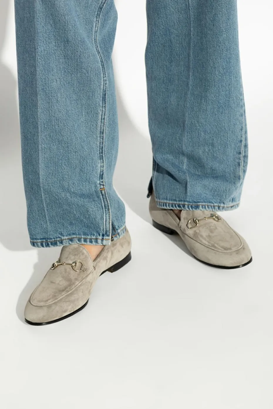 Gucci SZARY Skórzane buty `Jordaan`