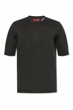 Gucci SZARY Sweter z krótkimi rękawami