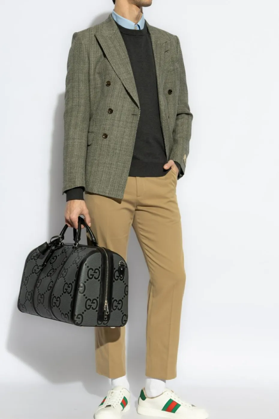 Gucci SZARY Sweter z logo