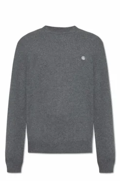 Gucci SZARY Sweter z wyszytym logo