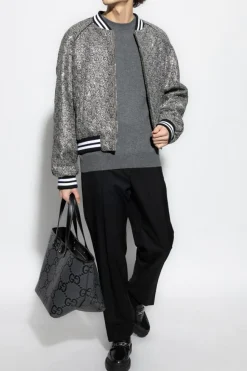 Gucci SZARY Sweter z wyszytym logo