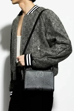 Gucci SZARY Torba na ramię `Jumbo GG Mini`