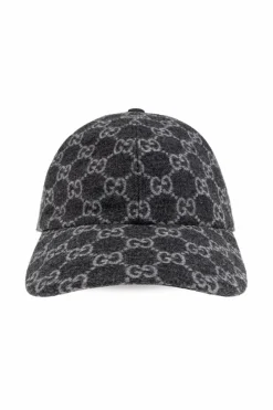 Gucci SZARY Wełniana czapka z daszkiem