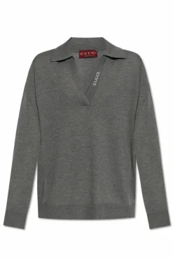 Gucci SZARY Wełniane polo