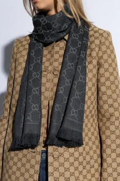 Gucci SZARY WEŁNIANY SZAL