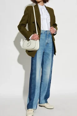 Gucci ZIELONY Dwurzędowa marynarka ze wzorem `GG`