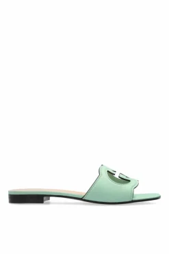 Gucci ZIELONY Klapki `Interlocking G`