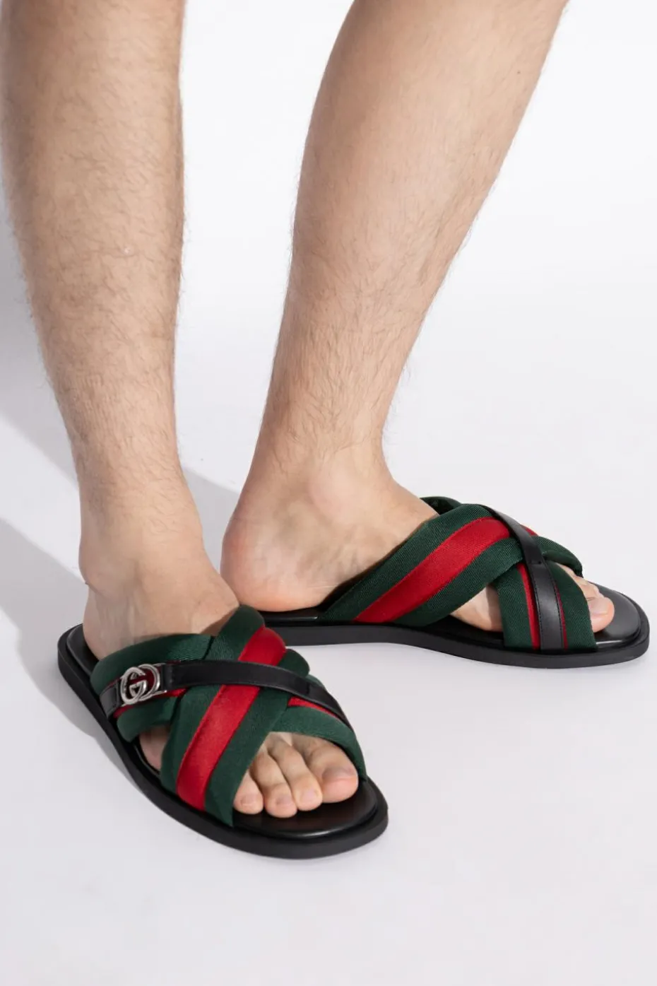Gucci ZIELONY Klapki z logo