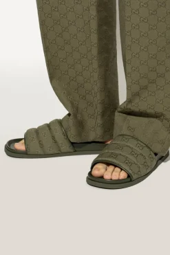 Gucci ZIELONY Klapki z monogramem