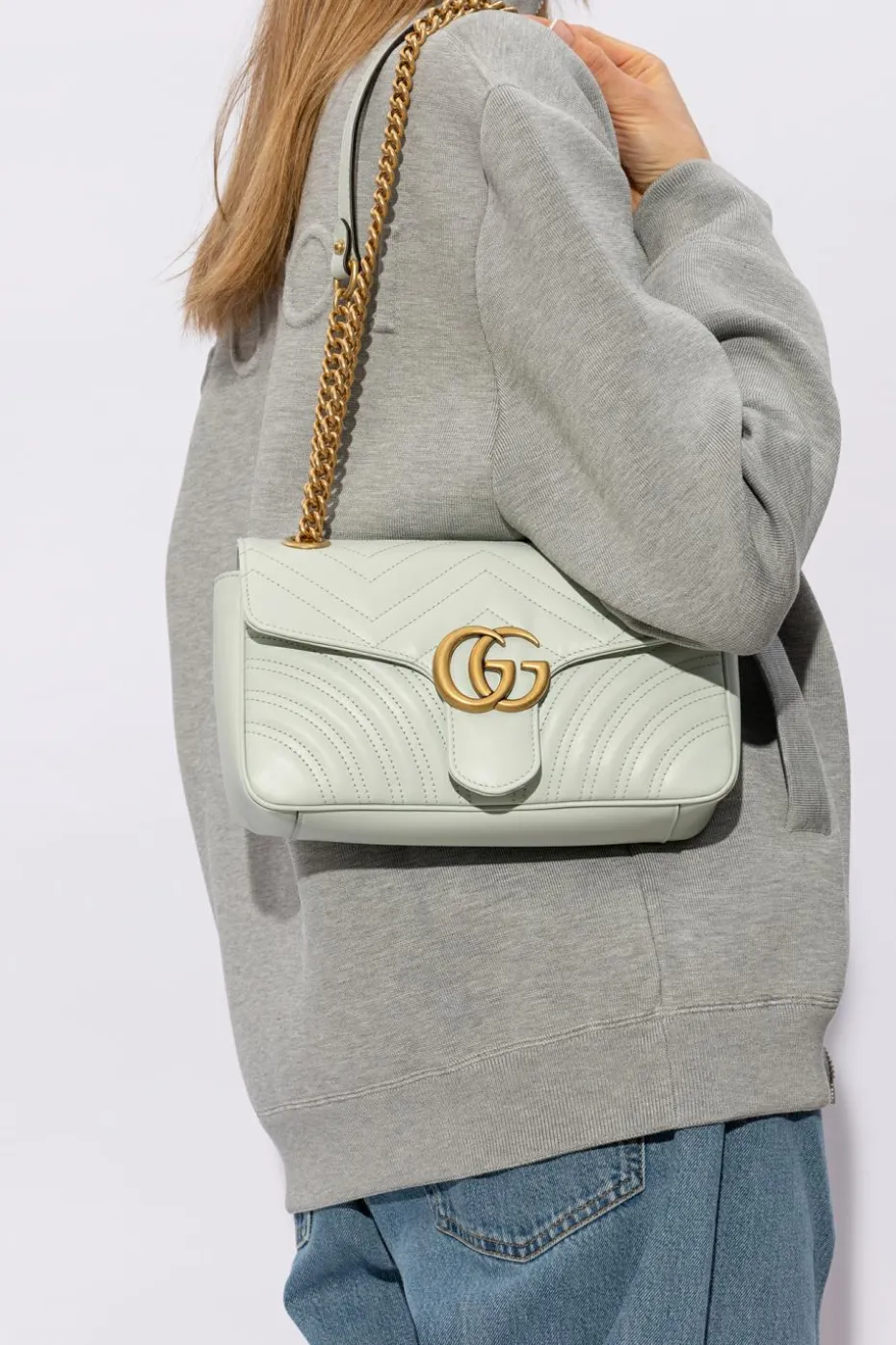 Gucci ZIELONY Pikowana torba na ramię ‘GG Marmont Small’