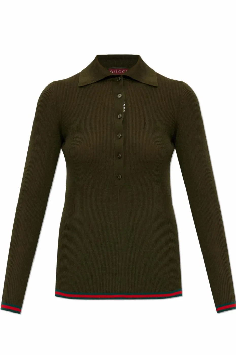 Gucci ZIELONY Prążkowane polo