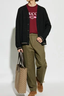 Gucci ZIELONY Spodnie ze wzorem `GG`