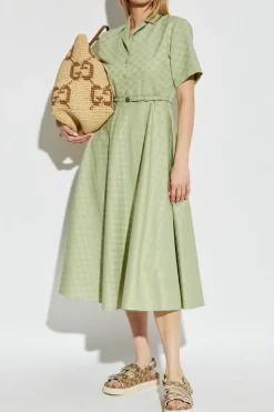 Gucci ZIELONY Sukienka ze wzorem 'GG'