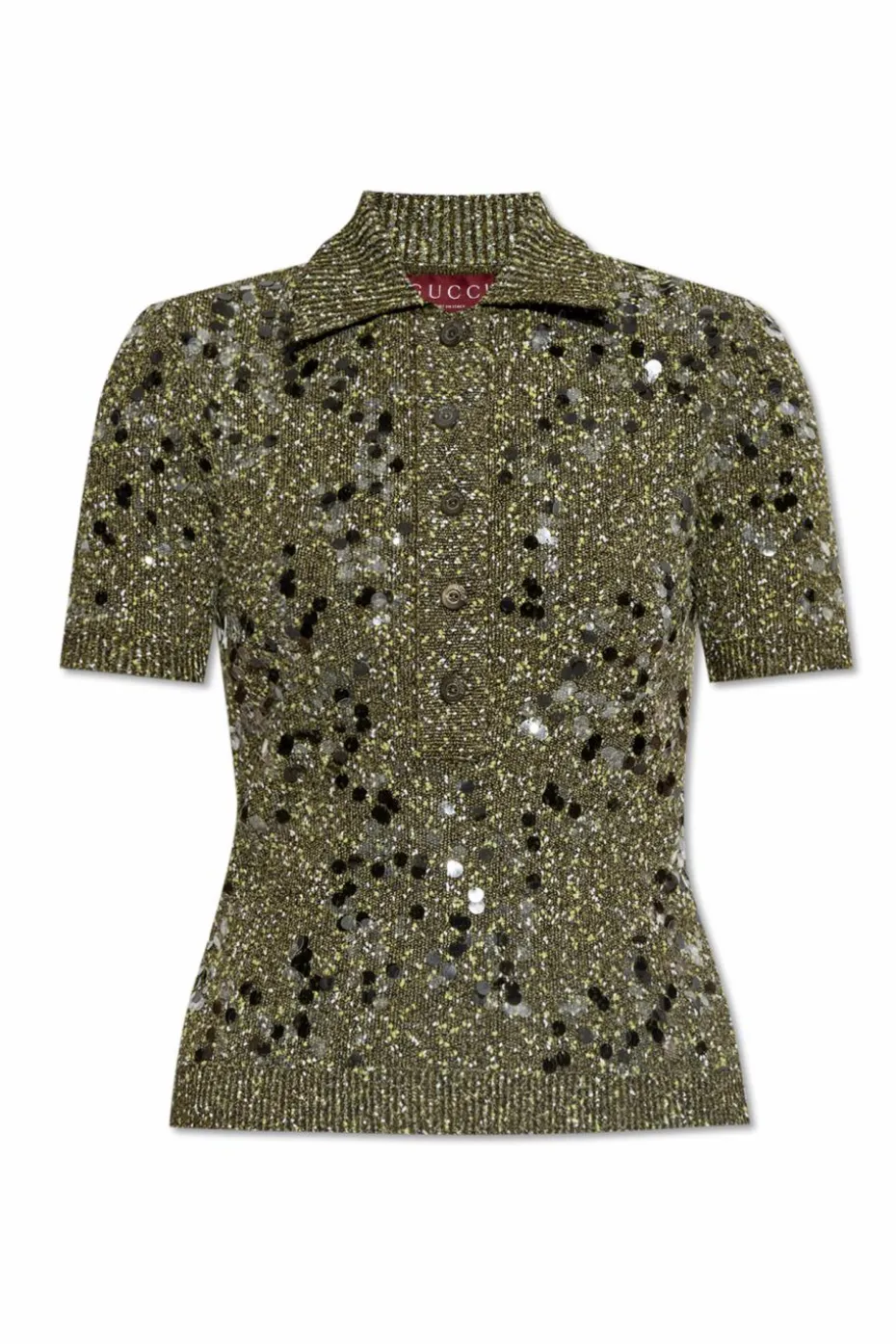 Gucci ZIELONY Sweter z dekoracyjnym wykończeniem