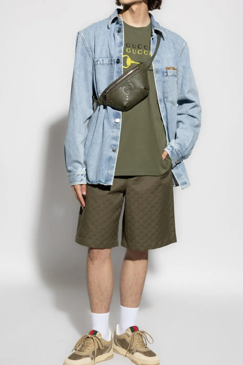 Gucci ZIELONY Szorty ze wzorem `GG`