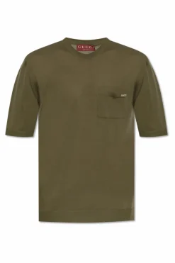 Gucci ZIELONY T-shirt z kieszenią