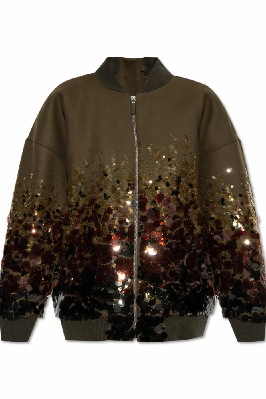 Gucci ZIELONY Wełniana kurtka typu `bomber`