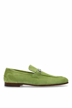 Gucci ZIELONY Zamszowe buty typu `loafers`