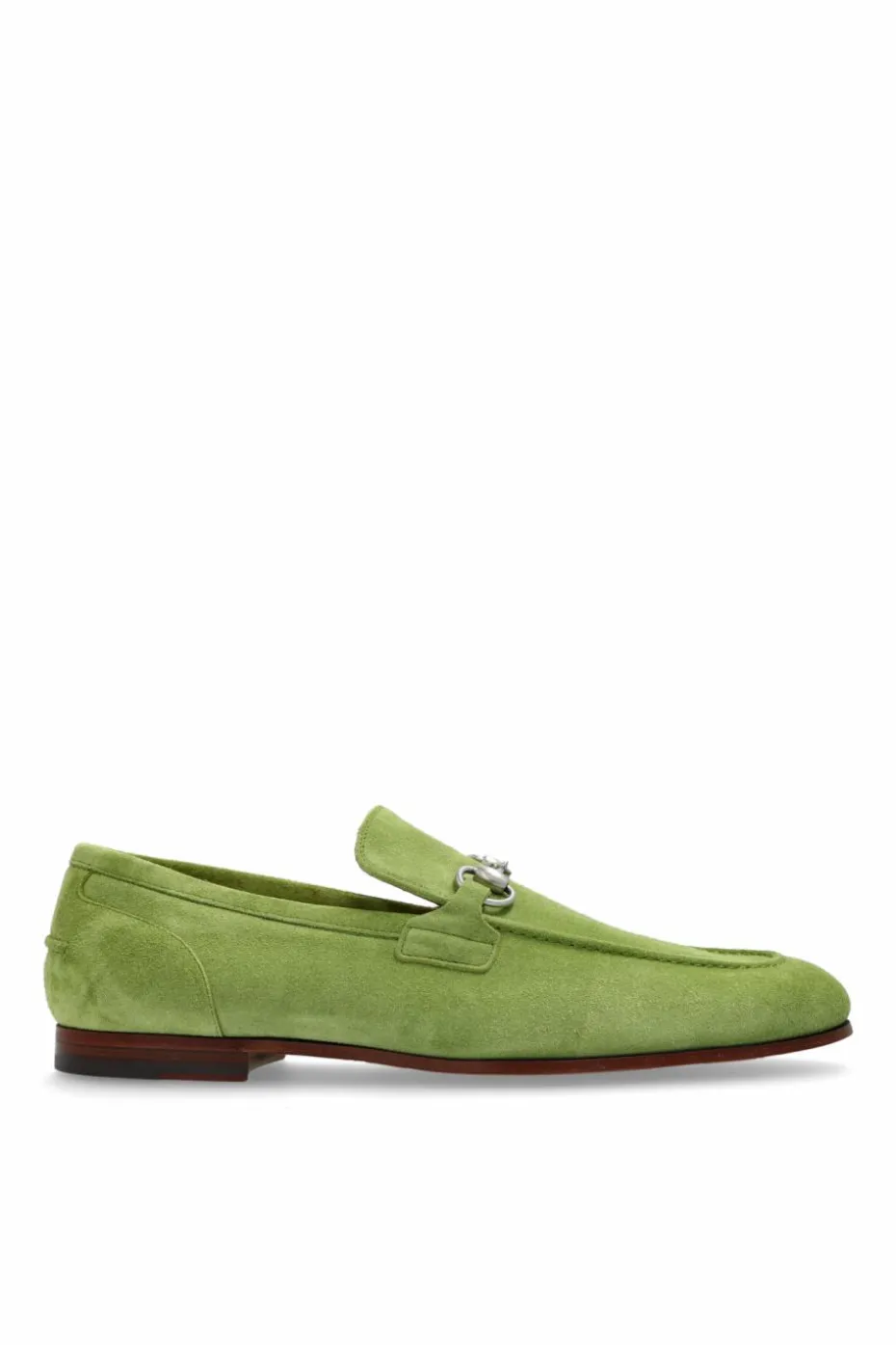 Gucci ZIELONY Zamszowe buty typu `loafers`
