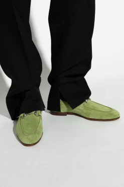 Gucci ZIELONY Zamszowe buty typu `loafers`