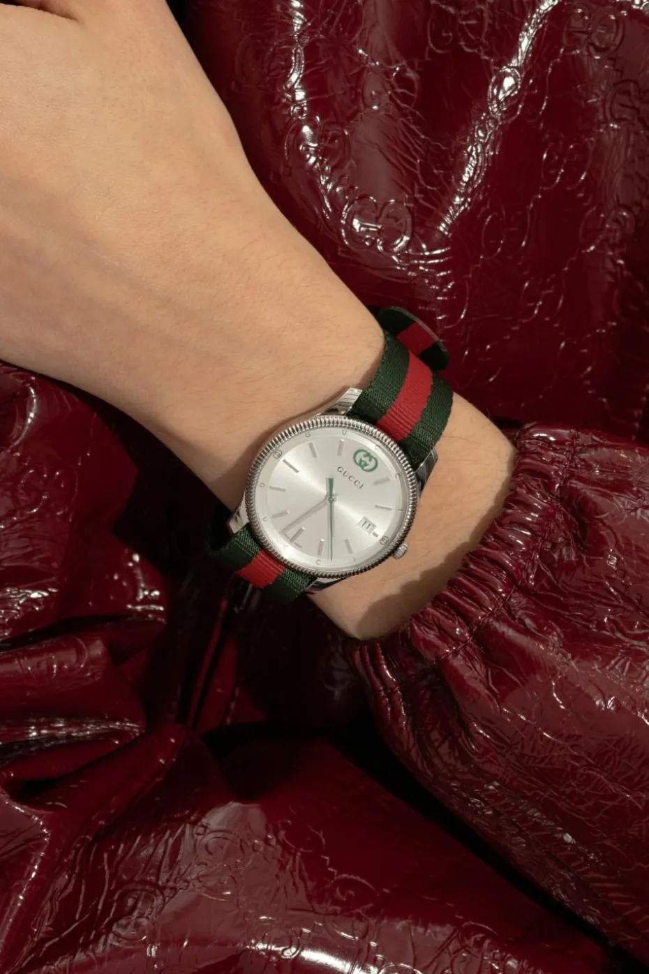 Gucci ZIELONY Zegarek z paskiem `Web`
