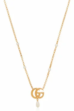 Gucci ZŁOTY Naszyjnik z zawieszką w kształcie logo