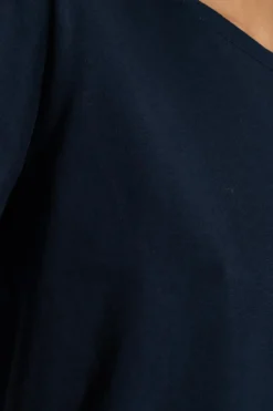 Hanro GRANATOWY T-shirt z okrągłym dekoltem
