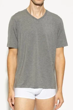 Hanro SZARY T-shirt z dekoltem w serek
