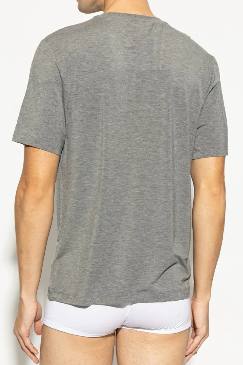Hanro SZARY T-shirt z dekoltem w serek