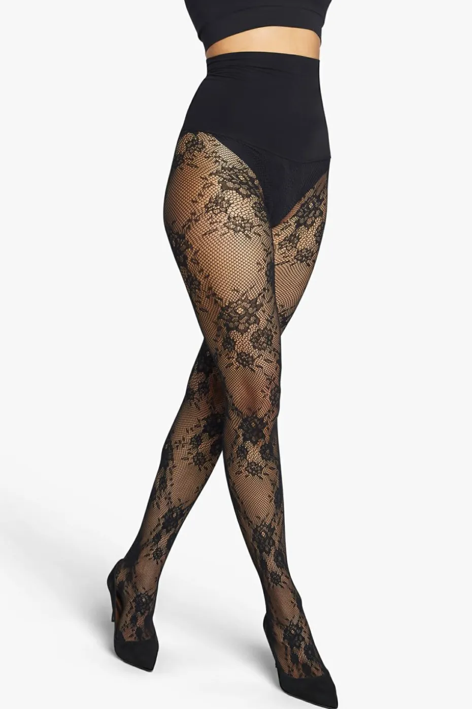 Heist Studios CZARNY Rajstopy `The Floral Lace`