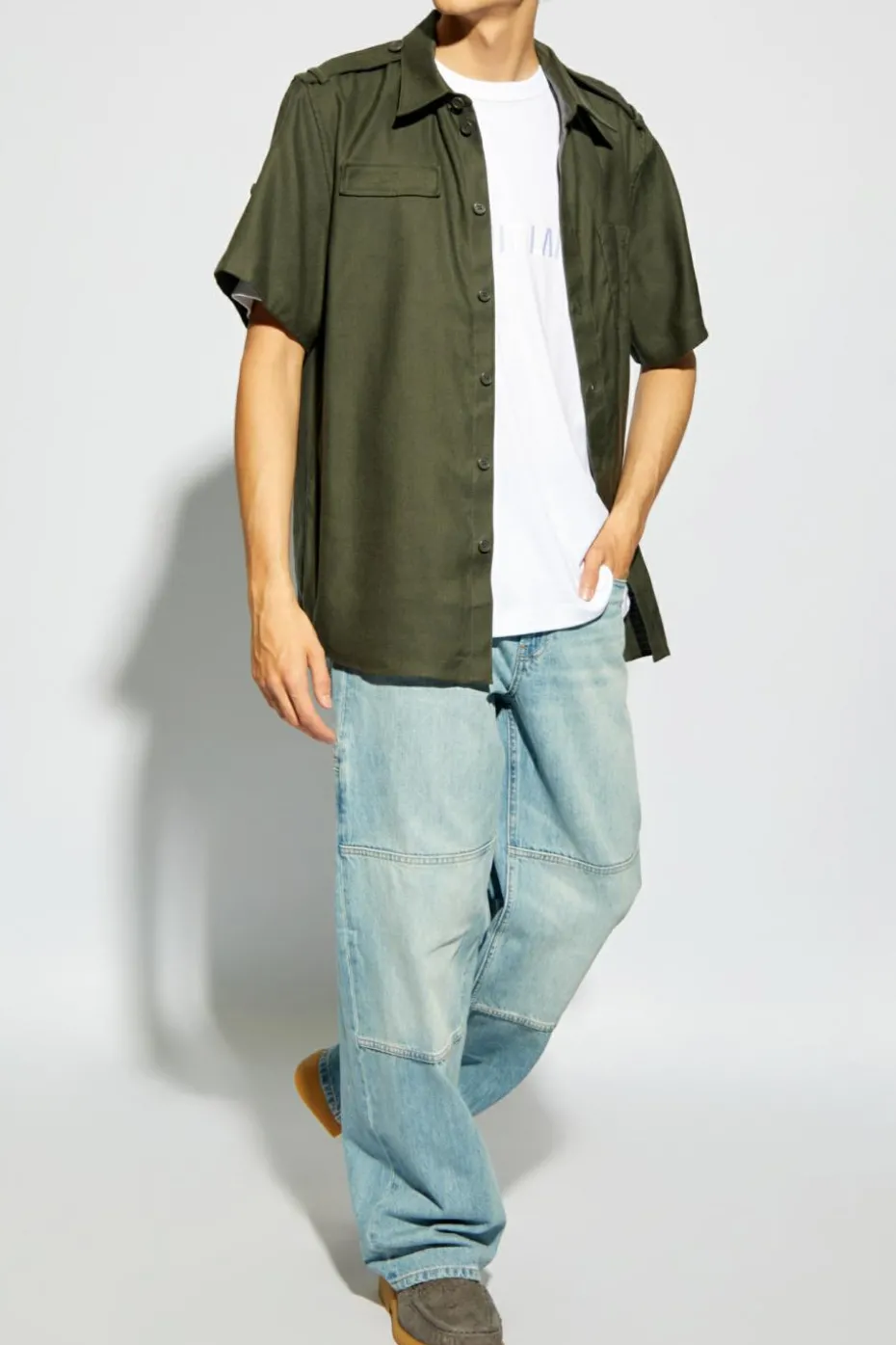 Helmut Lang BIAŁY T-shirt z logo