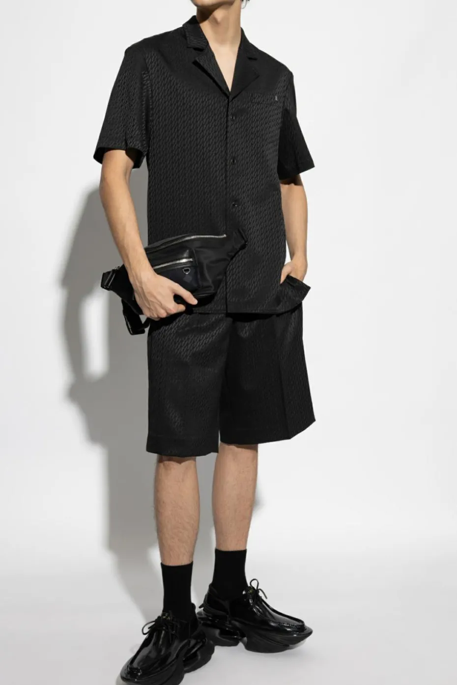 Helmut Lang CZARNY Szorty z gumą w pasie