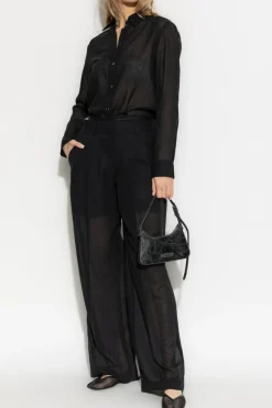Helmut Lang CZARNY Transparentne spodnie