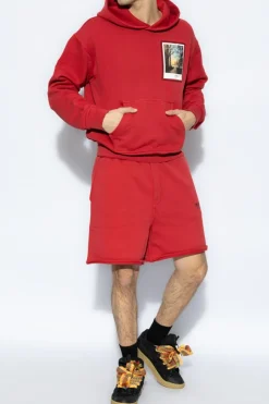 Helmut Lang CZERWONY Szorty z nadrukiem