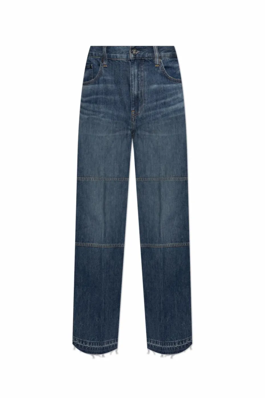 Helmut Lang GRANATOWY Jeansy z efektem `vintage`